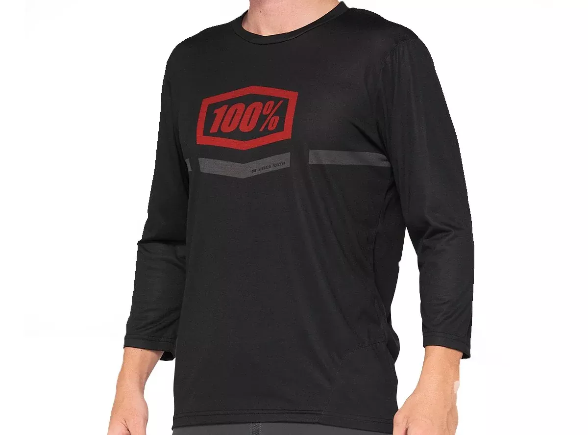100% Airmatic 3/4 Sleeve MTB Jersey - Black-Red - Prior Season