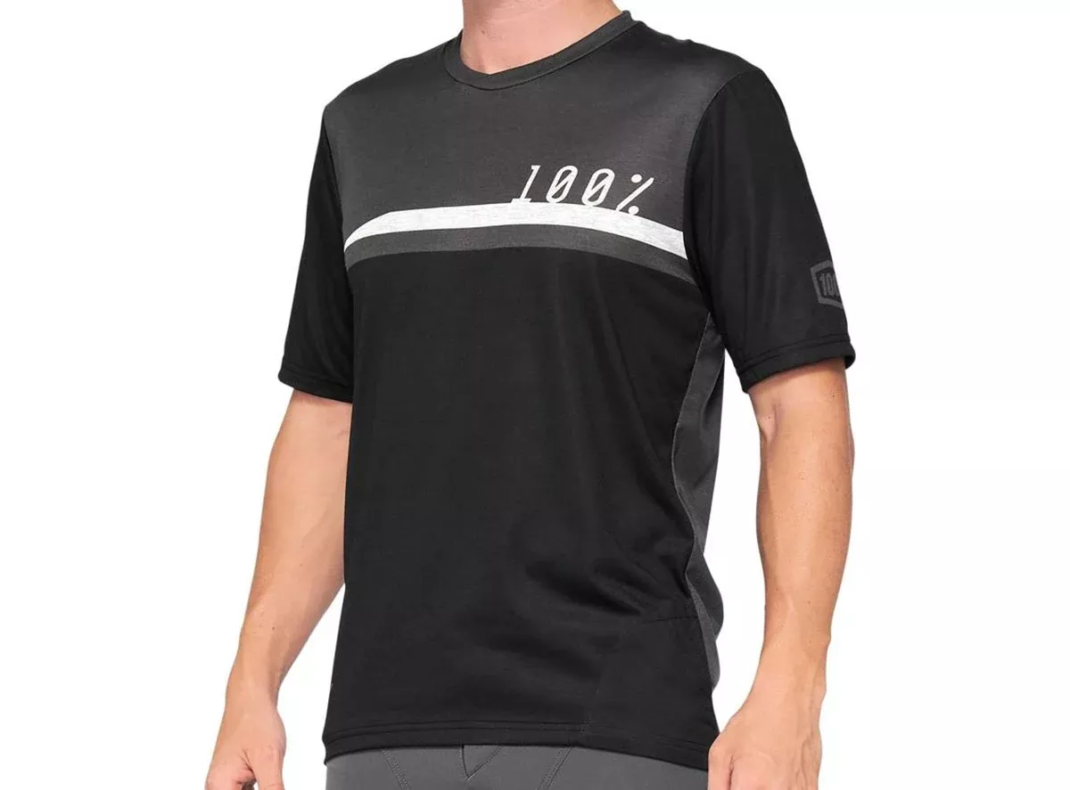 100% Airmatic Short Sleeve MTB Jersey - Black-Charcoal - Prior Season