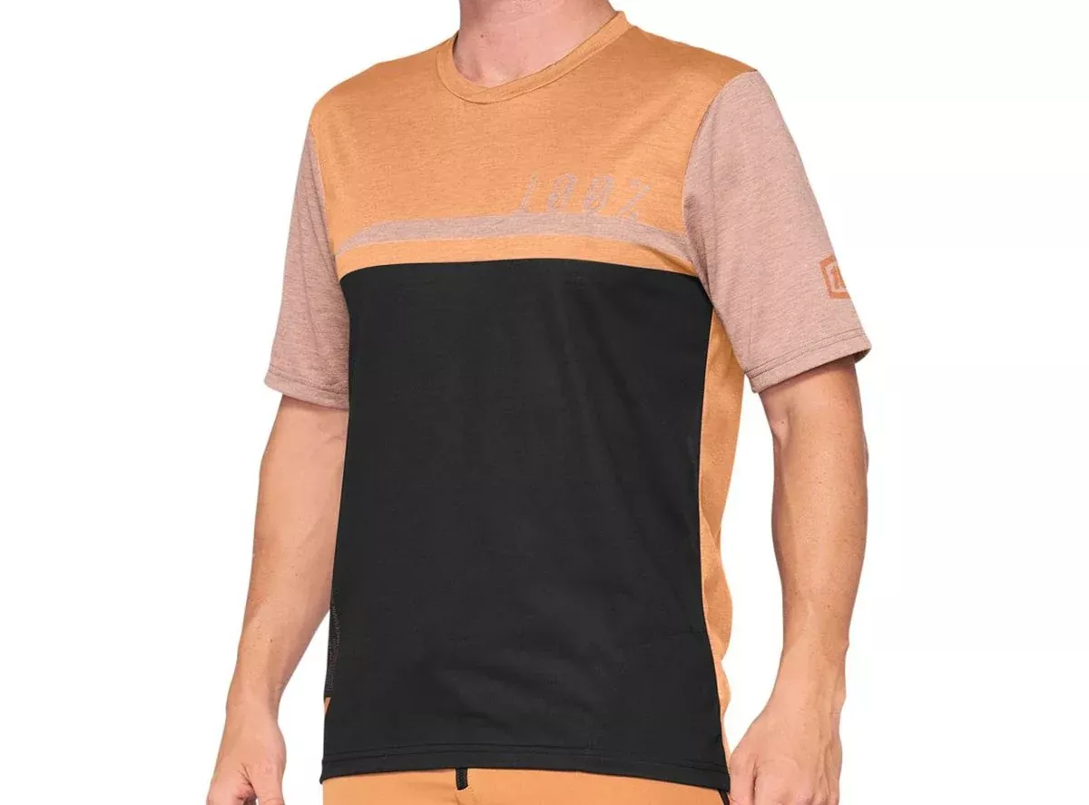 100% Airmatic Short Sleeve MTB Jersey - Caramel-Black