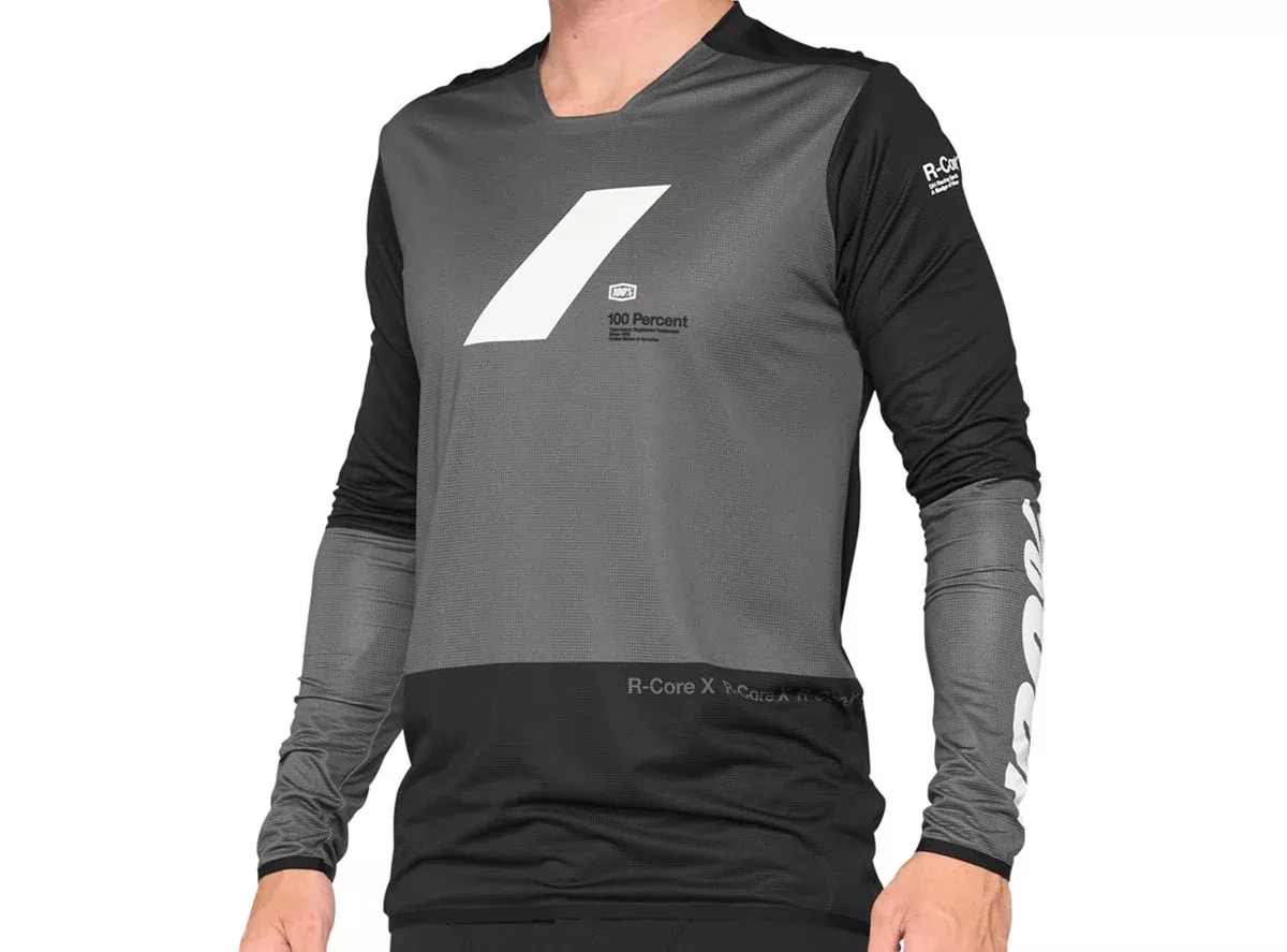 100% R-Core X Long Sleeve DH/Enduro Jersey - Charcoal-Black