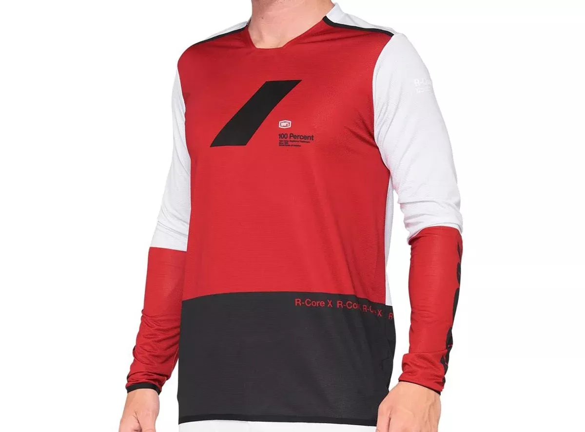 100% R-Core X Long Sleeve DH/Enduro Jersey - Cherry-Black