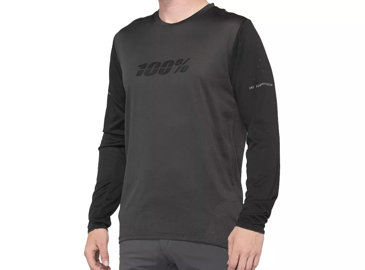 100% Ridecamp Long Sleeve MTB Jersey - Black-Charcoal - Prior Season