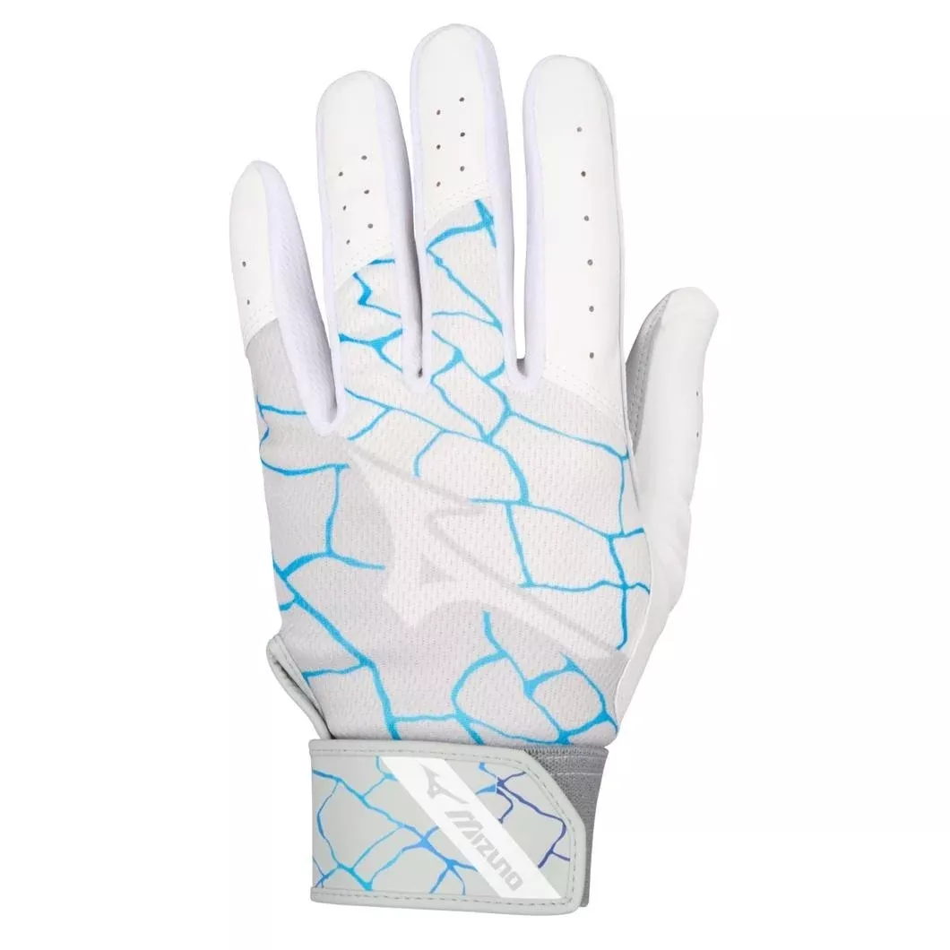 2026 MIZUNO MVP BATTING GLOVE YOUTH WHITE - BLUE T-BALL