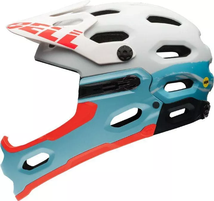 Bell Super 2R MIPS Full Face Helmet - Joyride - White-Glacier Blue Sonic