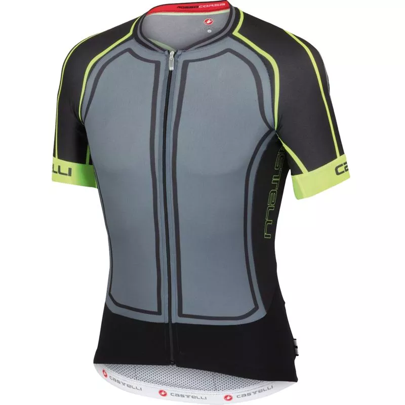Castelli Aero Race 5.0 Jersey FZ X-Large Turbulence/Black/Yellow Fluo