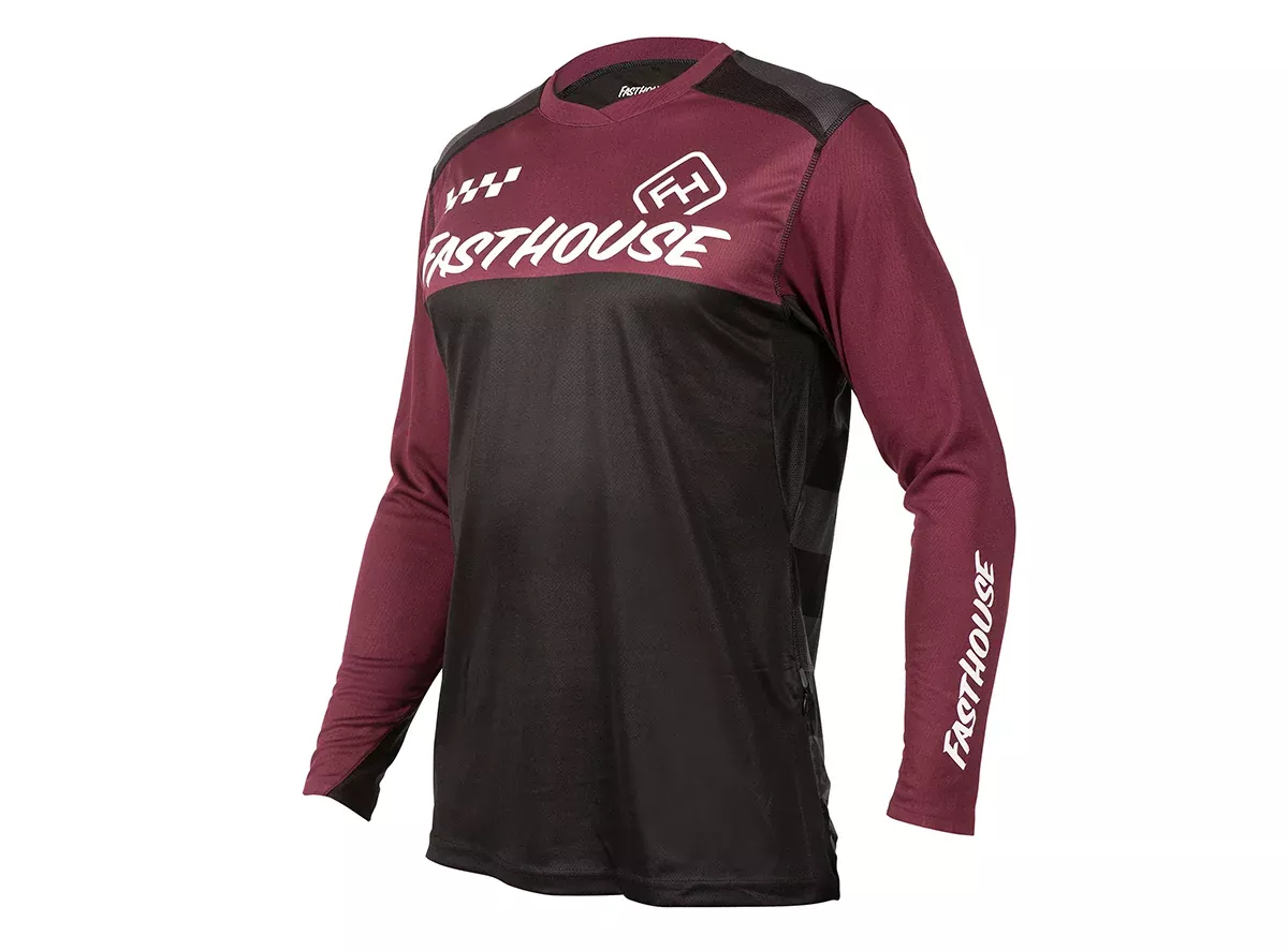 Fasthouse Alloy Block Long Sleeve MTB Jersey - Maroon-Black