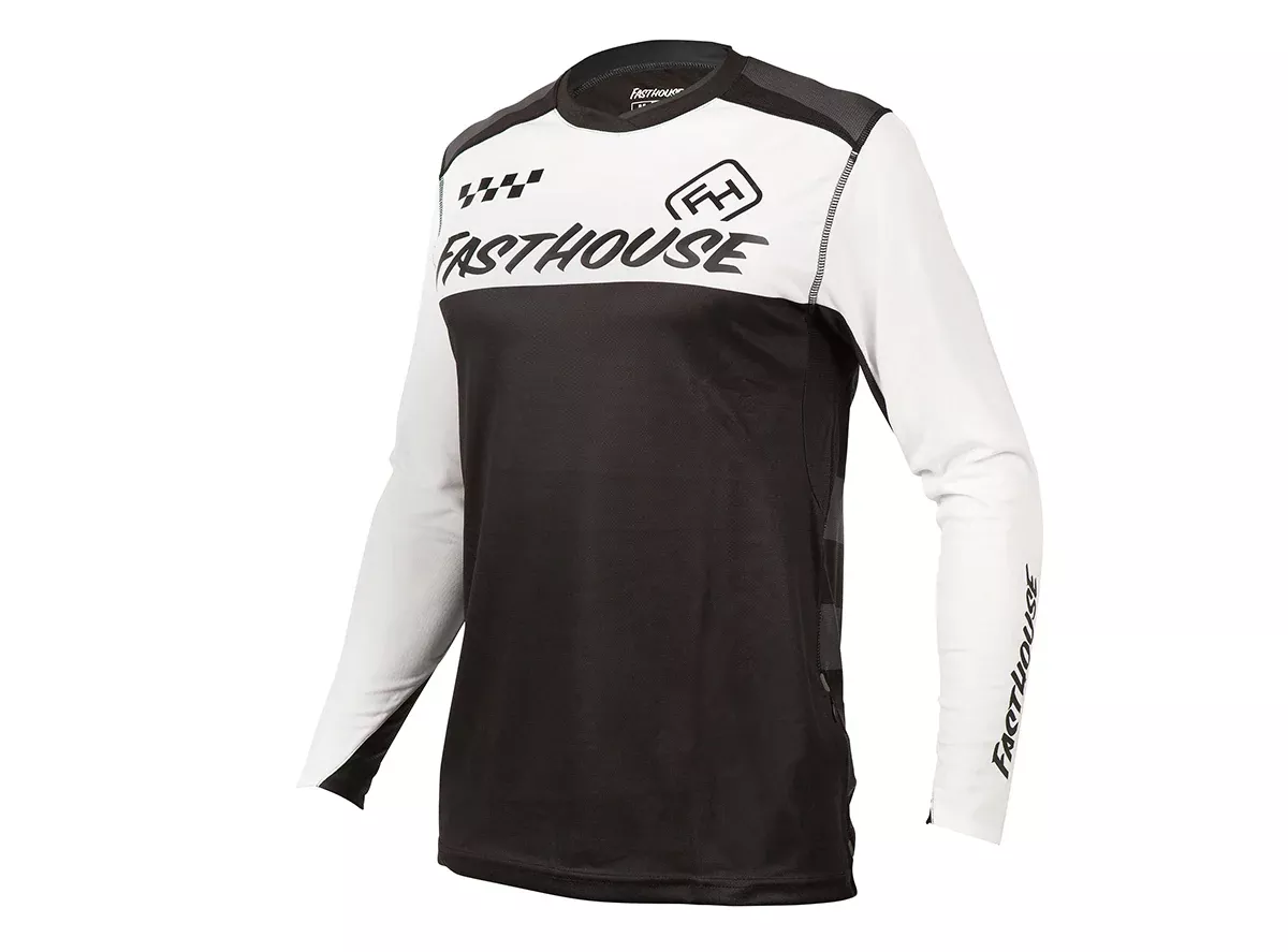 Fasthouse Alloy Block Long Sleeve MTB Jersey - White-Black