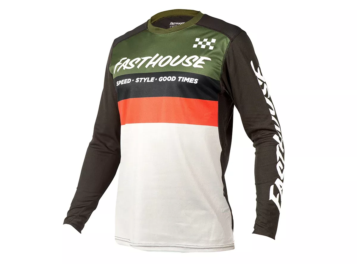 Fasthouse Alloy Kilo Long Sleeve MTB Jersey - Olive-White