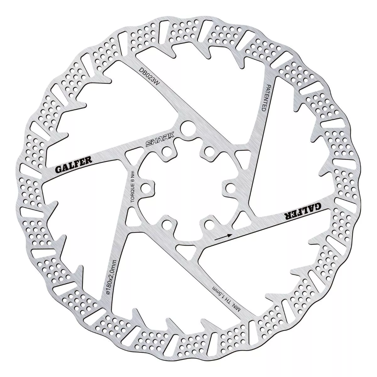 GALFER – MTB SHARK DISC ROTOR – 6-BOLT – 2MM