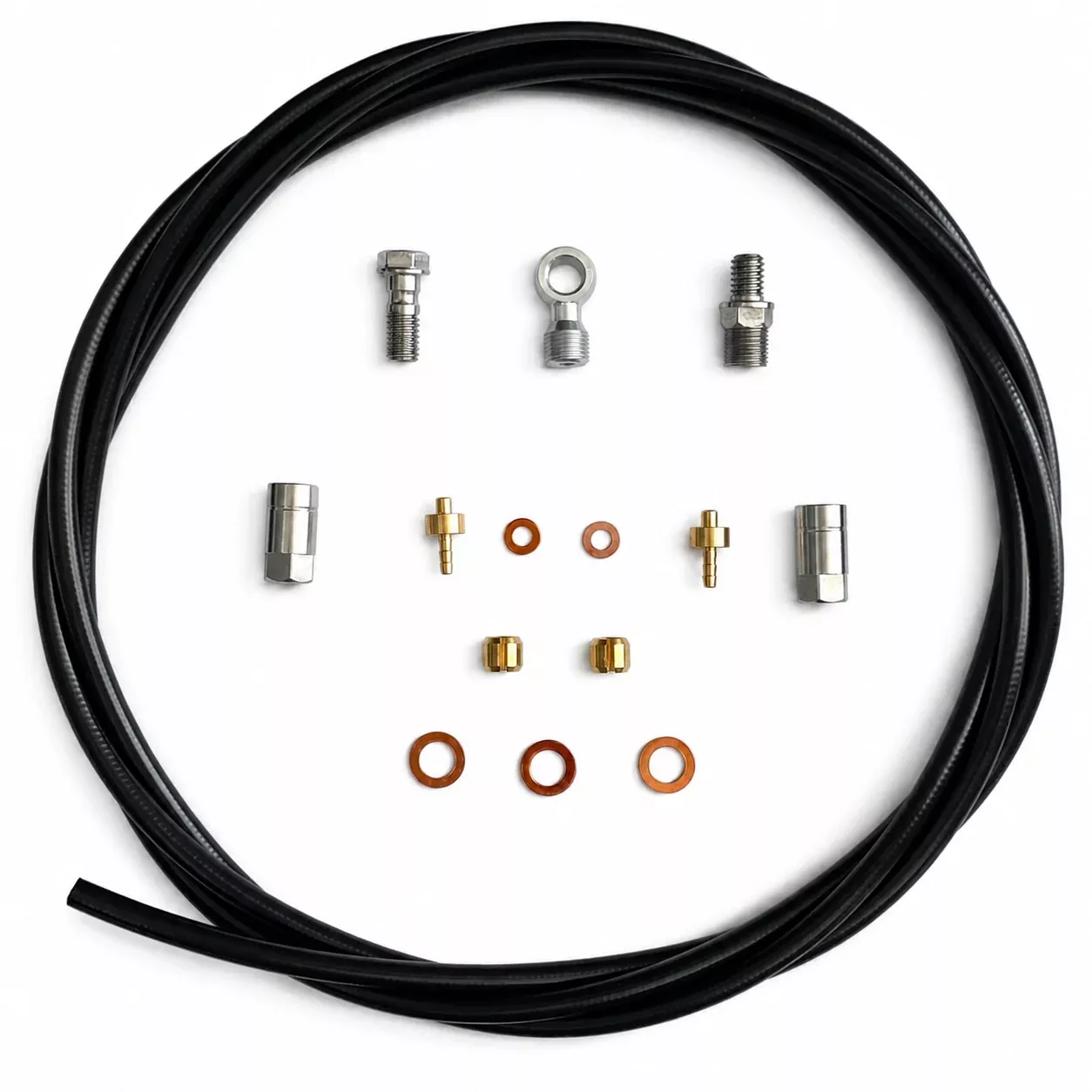 Hope 5mm Black Hose Kits. Hose with 90° & Straight Connectors. Black