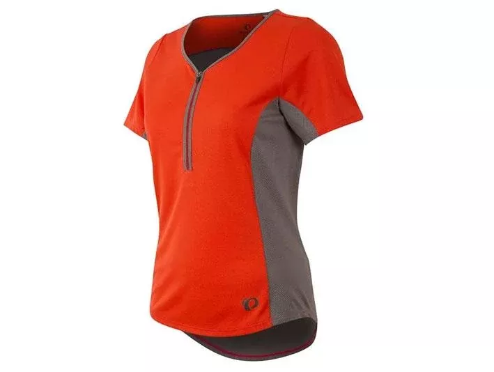 Pearl Izumi Canyon Short Sleeve MTB Jersey - Womens - Poppy Red-Smoked Pearl