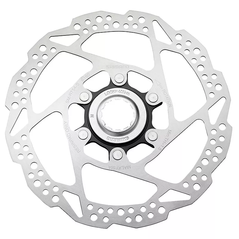 Shimano Deore SM-RT54-S Disc Brake Rotor – 160mm, Center Lock, For Resin Pads Only, Silver