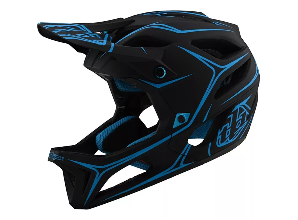 Troy Lee Designs Stage Full Face Helmet - Pinstripe - Black-Cyan
