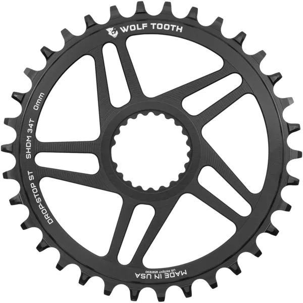 Wolf Tooth Direct Mount Chainrings for Shimano Cranks, Drop-Stop ST, 0mm Offset