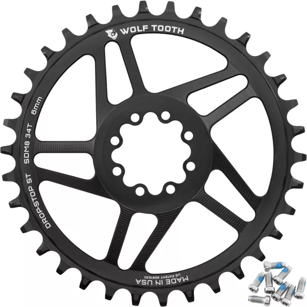 Wolf Tooth Direct Mount Chainrings for SRAM 8-Bolt Mountain Cranks, Drop-Stop ST, 3mm Offset