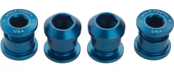Wolf Tooth Wolf Tooth 1x Chainring Bolt Set - 6mm, Dual Hex Fittings, Set/4, Blue